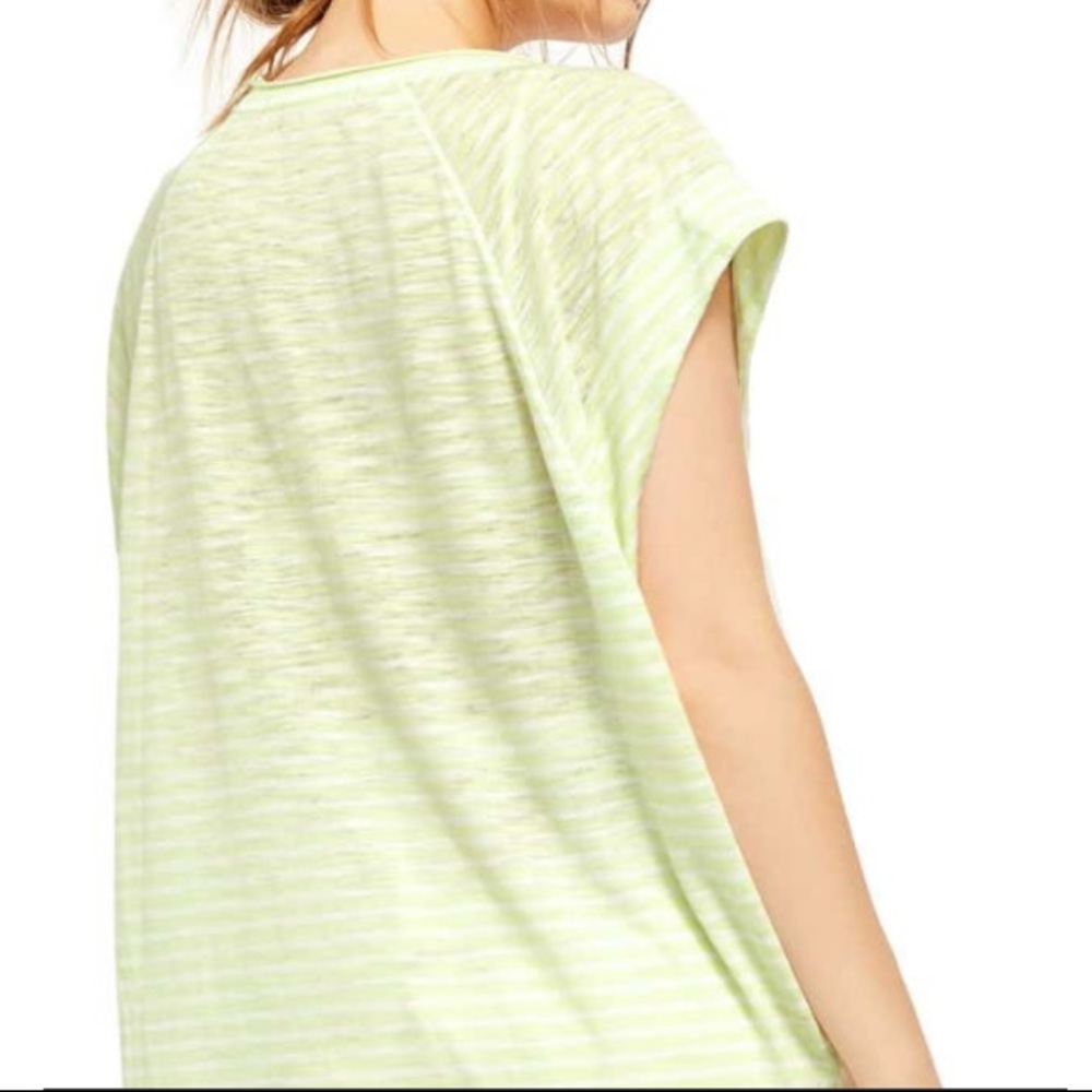 NWT Free People Holo Short Sleeve Oversized Striped Top M - Picture 2 of 6